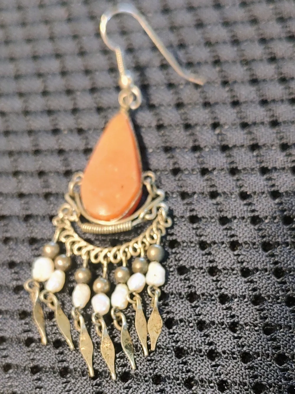Bohemian Orange/Peachy Teardrop Dangle Earrings
